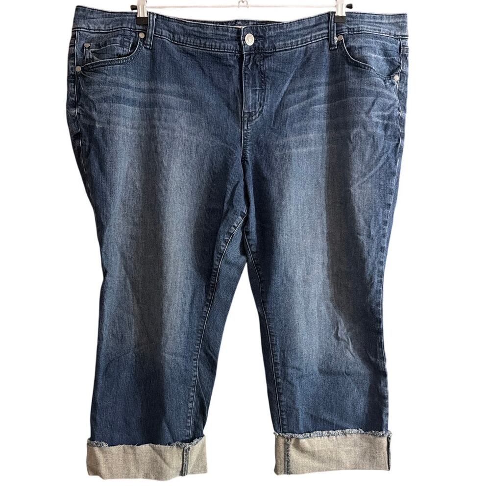 Torrid Women's Plus Size Denim Boyfriend Roll Cuff Jeans Blue Wash Size 24
